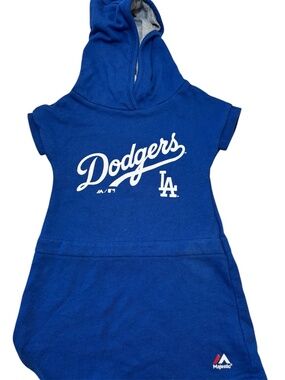 Majestic  Dodger's celebrate dress 4T sweatshirt dress with hoodie blue & white